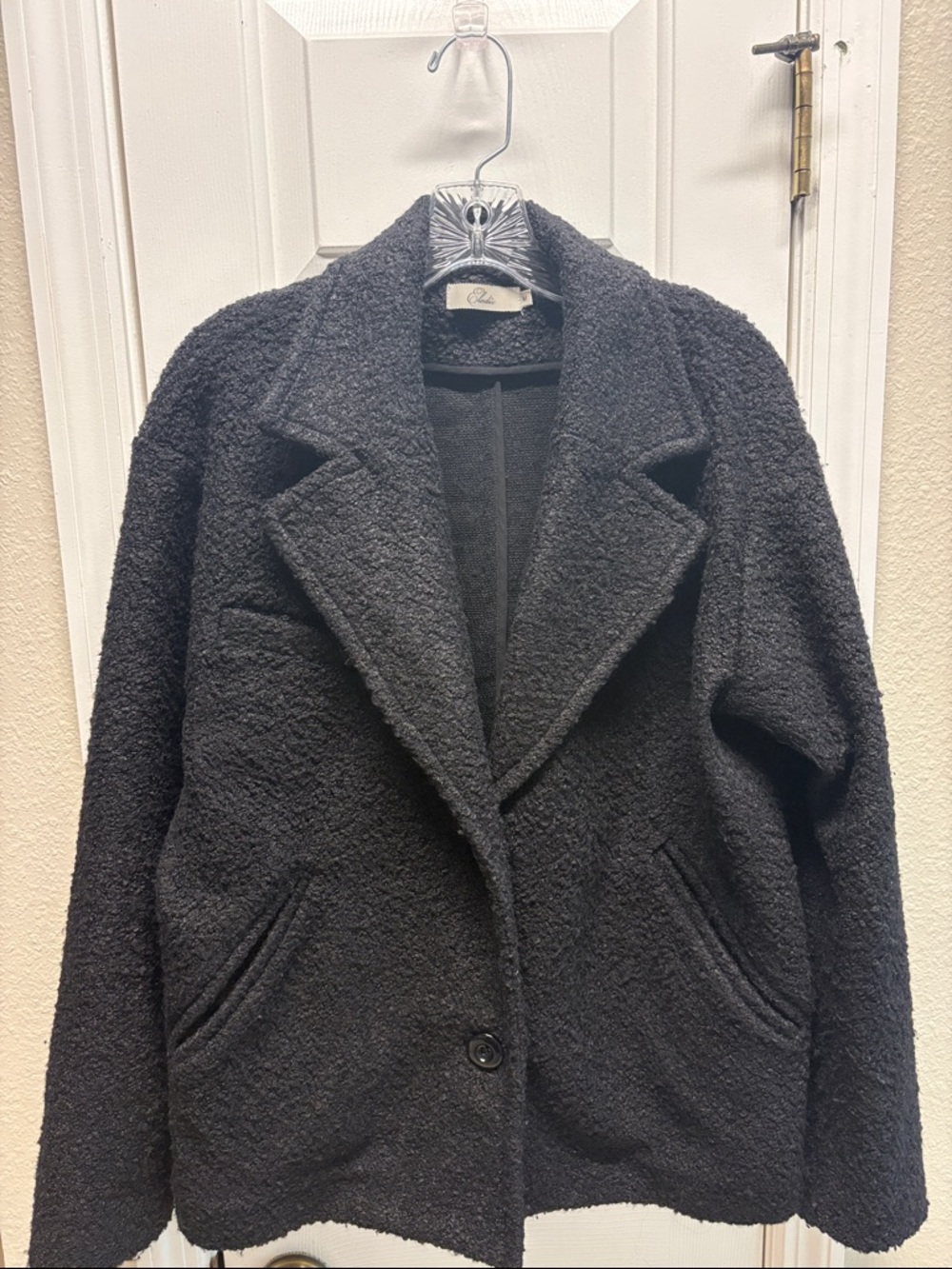 Elodie Black Teddy Bouclé Single-Button Jacket